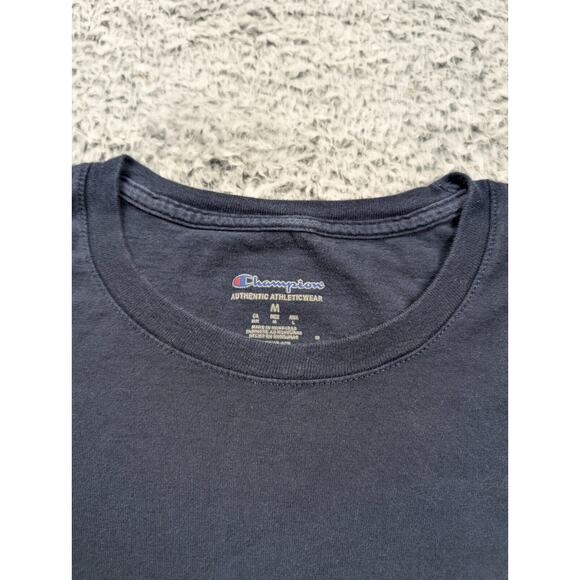 Champion Shirt Men Medium Blue Athleisure Casual Lounge Embroidered Long Sleeve - Picture 2 of 6